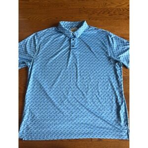 Nicklaus Eco Choice Mens XXL Blue Micro Floral Golf Polo Shirt Short Sleeve